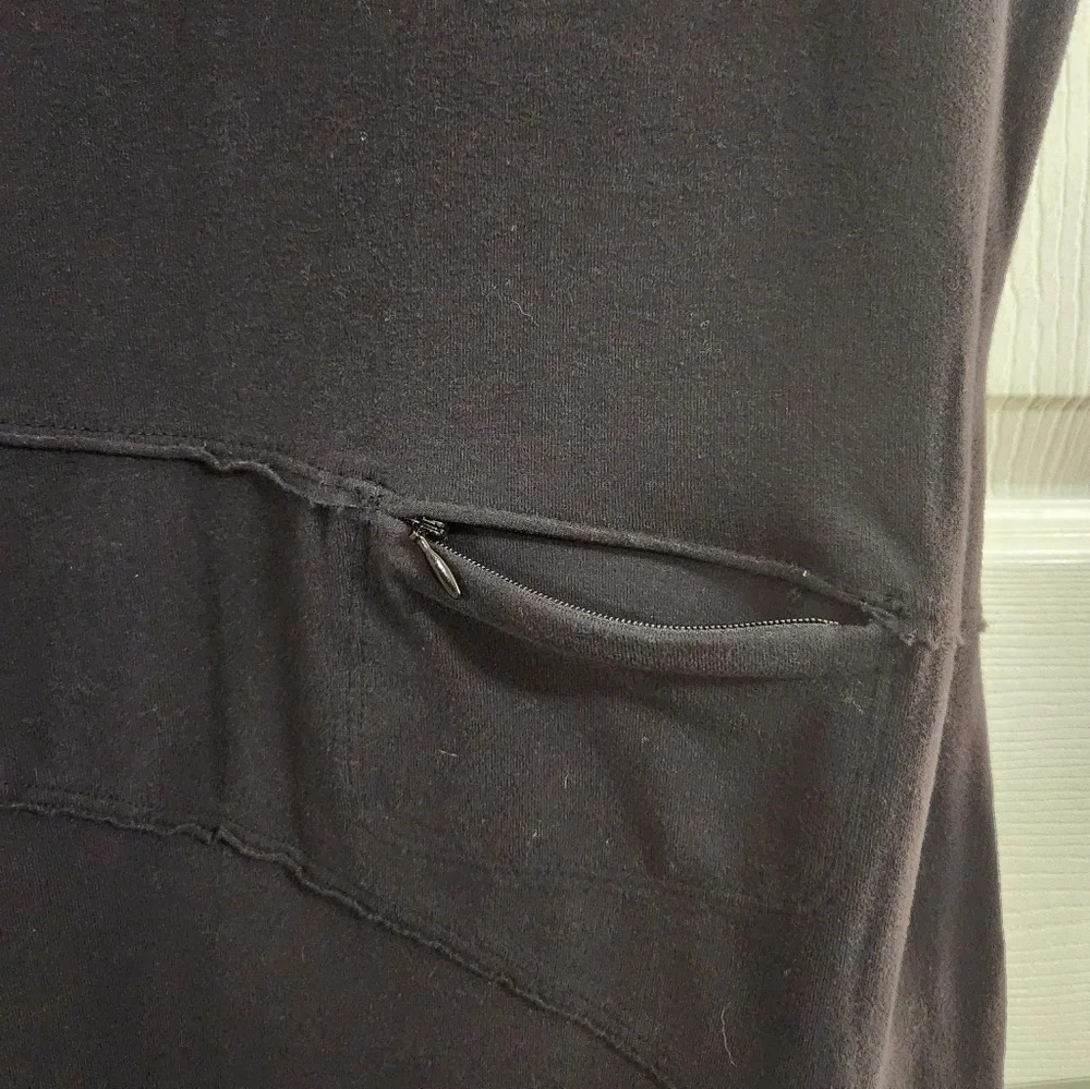 Athleta Crescendo Asymmetrical stretchdress black ruffle goth witchy size MP - Picture 4 of 11